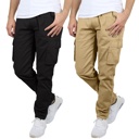 Black & Khaki 30 2-Pack Men's Flex-Stretch Cotton Cargo Pants, 31-Inch Inseam - Comfortable and Durable